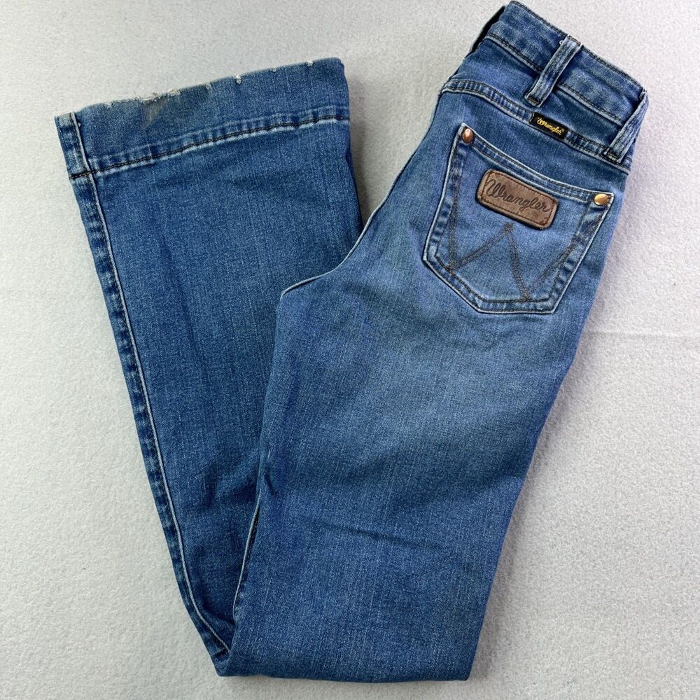 Wrangler Retro Trouser Boot Jeans Womens 25x32 Med Wash Flare Western Cowgirl 25